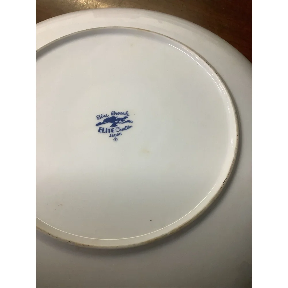 Vintage Blue Brocade by Elite Creation Dinner Plate (Replacement) 1960-1970's
